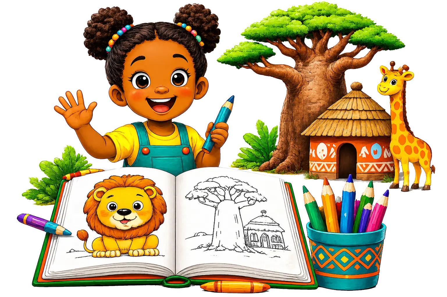 Enfant coloriant un livre